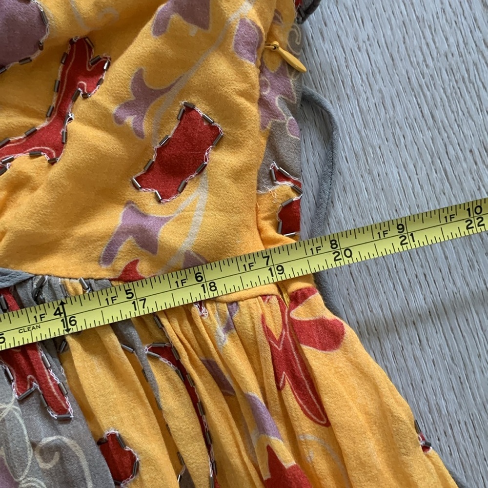 Anthroologie Let Me Be Beaded‎ Maxi Dress Boho Bohemian, size X-LARGE yellow - Picture 14 of 16